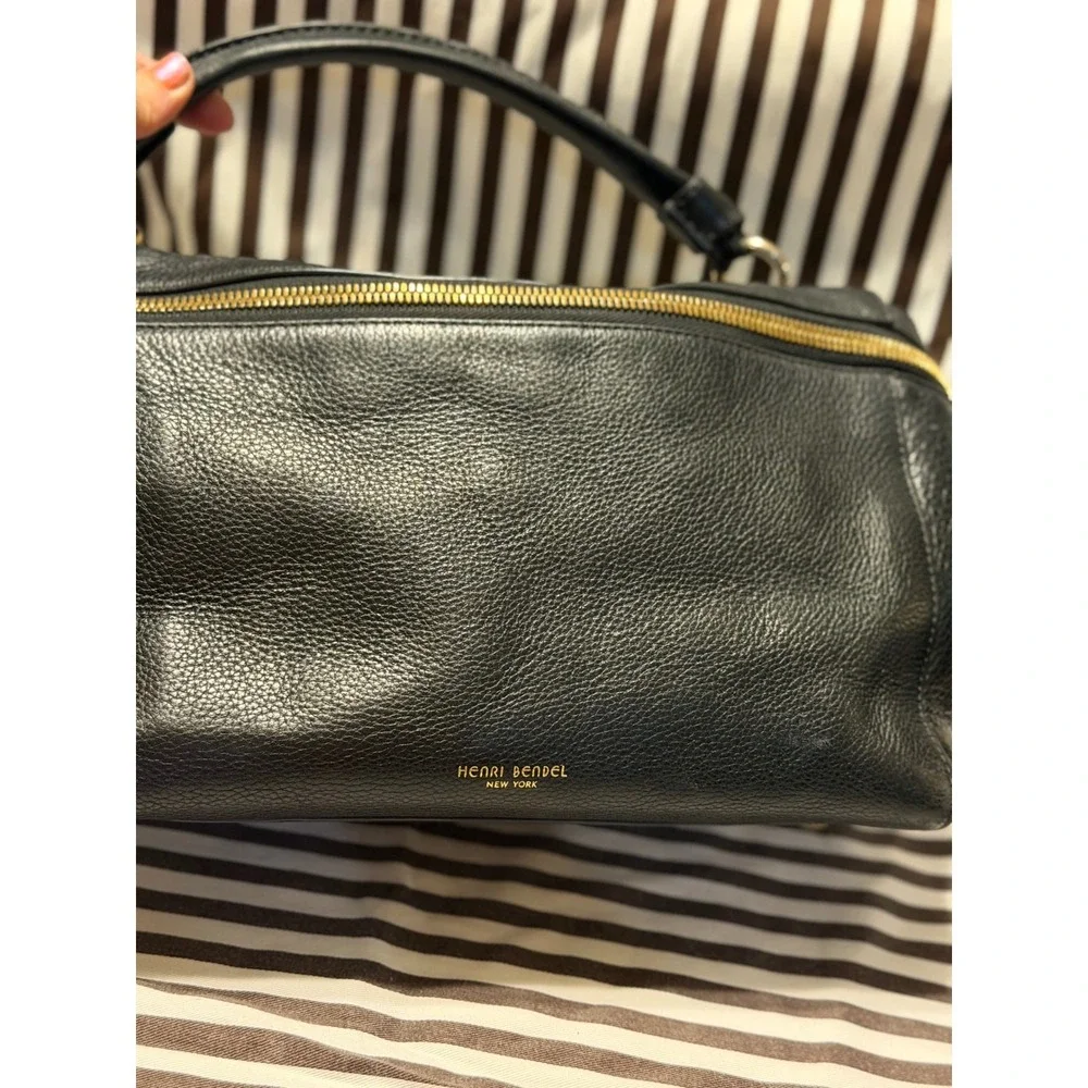 Henri Bendel Black Pebbled Leather Satchel & Shoulder Bag Gold Hardware